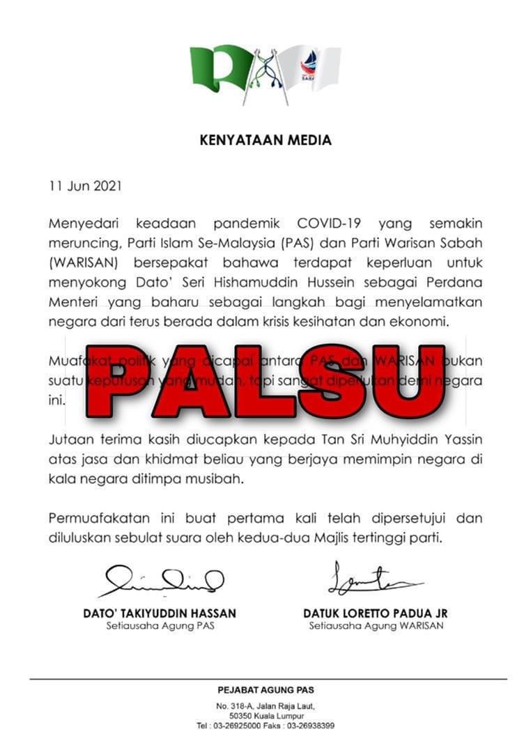 Warisan nafi kenyataan bersama Pas sokong Hishammuddin sebagai PM: Lorreto