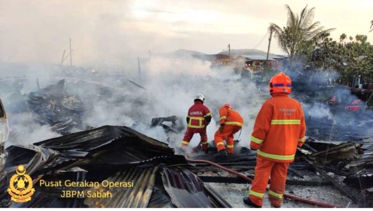 Kampung Tanjung Aru Baru terbakar lagi, 23 rumah atas air musnah