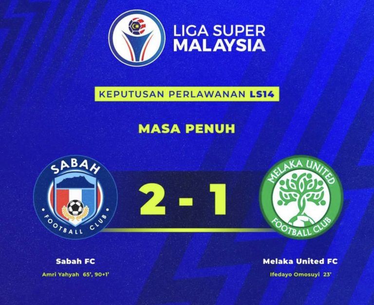 Liga Super: Sabah FC menang bergaya di Stadium Likas tewaskan Melaka United FC 2-1