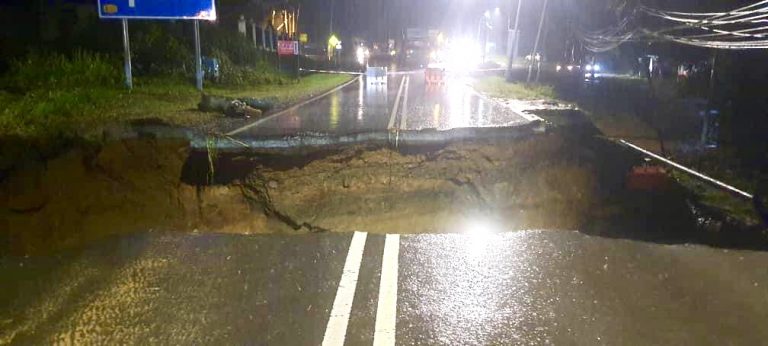 Jalan Kota Kinabalu-Sandakan terputus akibat pembetung runtuh