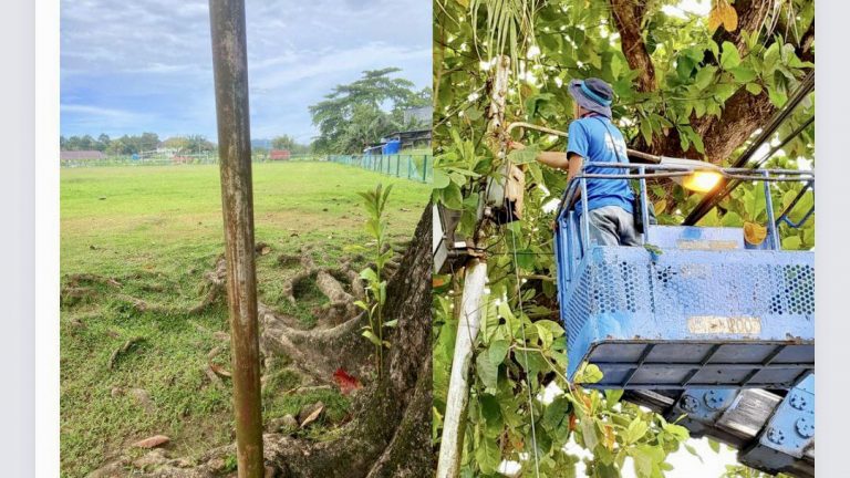 Jabatan Kejuruteraan DBKK selesaikan isu tular di laman sosial berkaitan kabel elektrik berhampiran Padang Dewan Pekan Manggatal