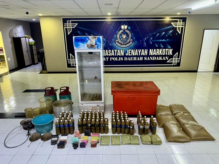 Polis Tahan Lelaki Proses Air Ketum, Edar Vape Mengandungi Dadah Di Sandakan
