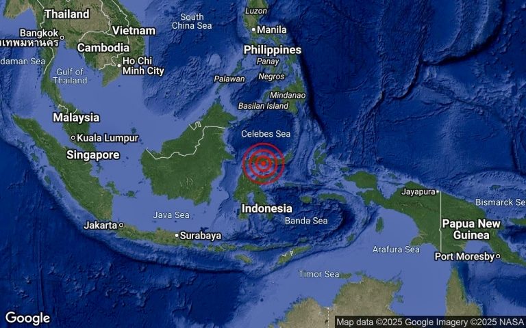 Gempa bumi kuat 6.3 magnitud kawasan Semenanjung Minahassa, Sulawesi dirasai di Tawau, Lahad Datu