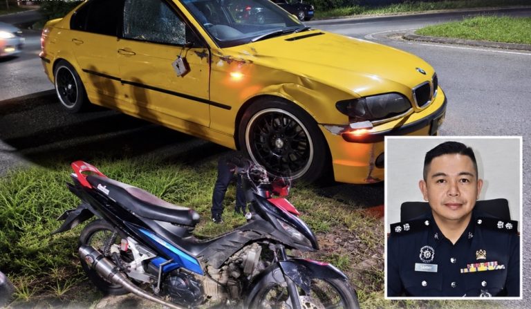 Rempuh bulatan sebelum langgar kereta, penunggang motosikal maut